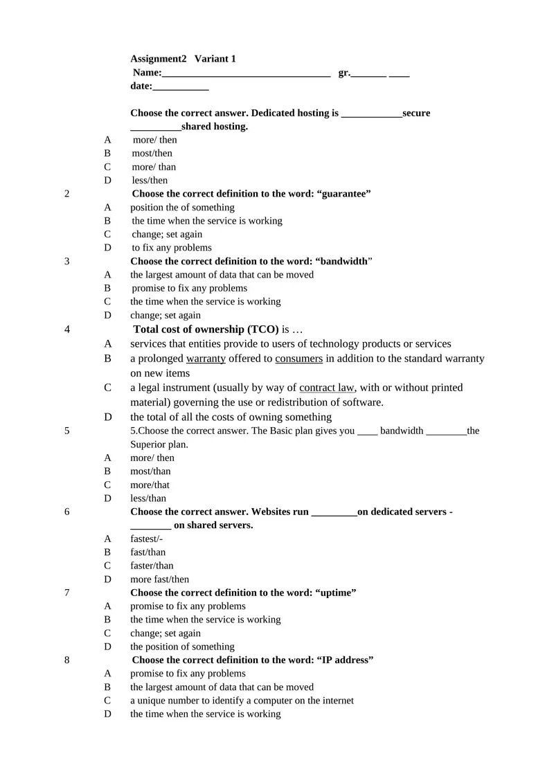 Assignment2 Variant 1