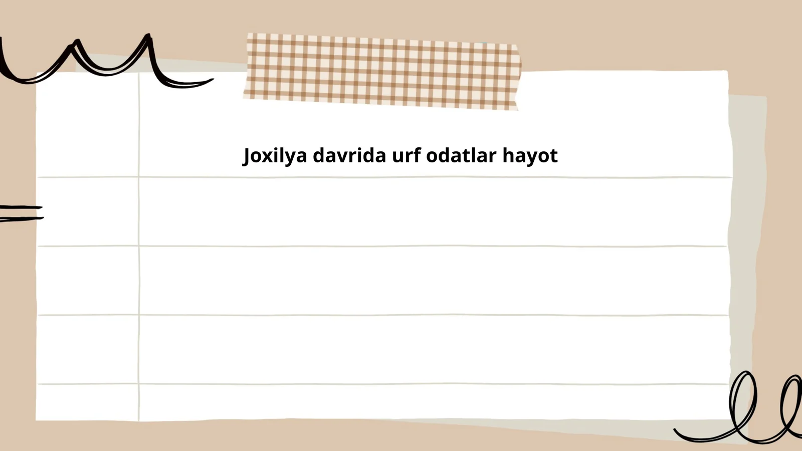 Joxilya davrida urf odatlar hayot