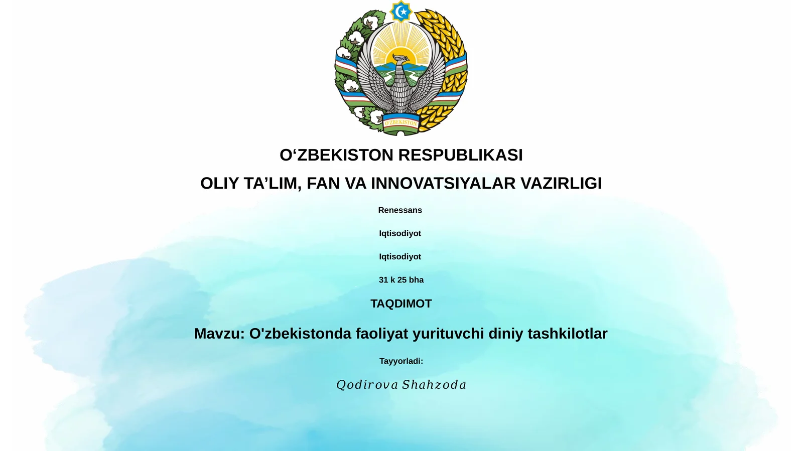 O'zbekistonda faoliyat yurituvchi diniy tashkilotlar