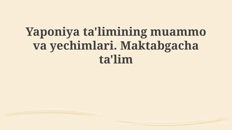 Yaponiyaning maktabgacha ta'limi