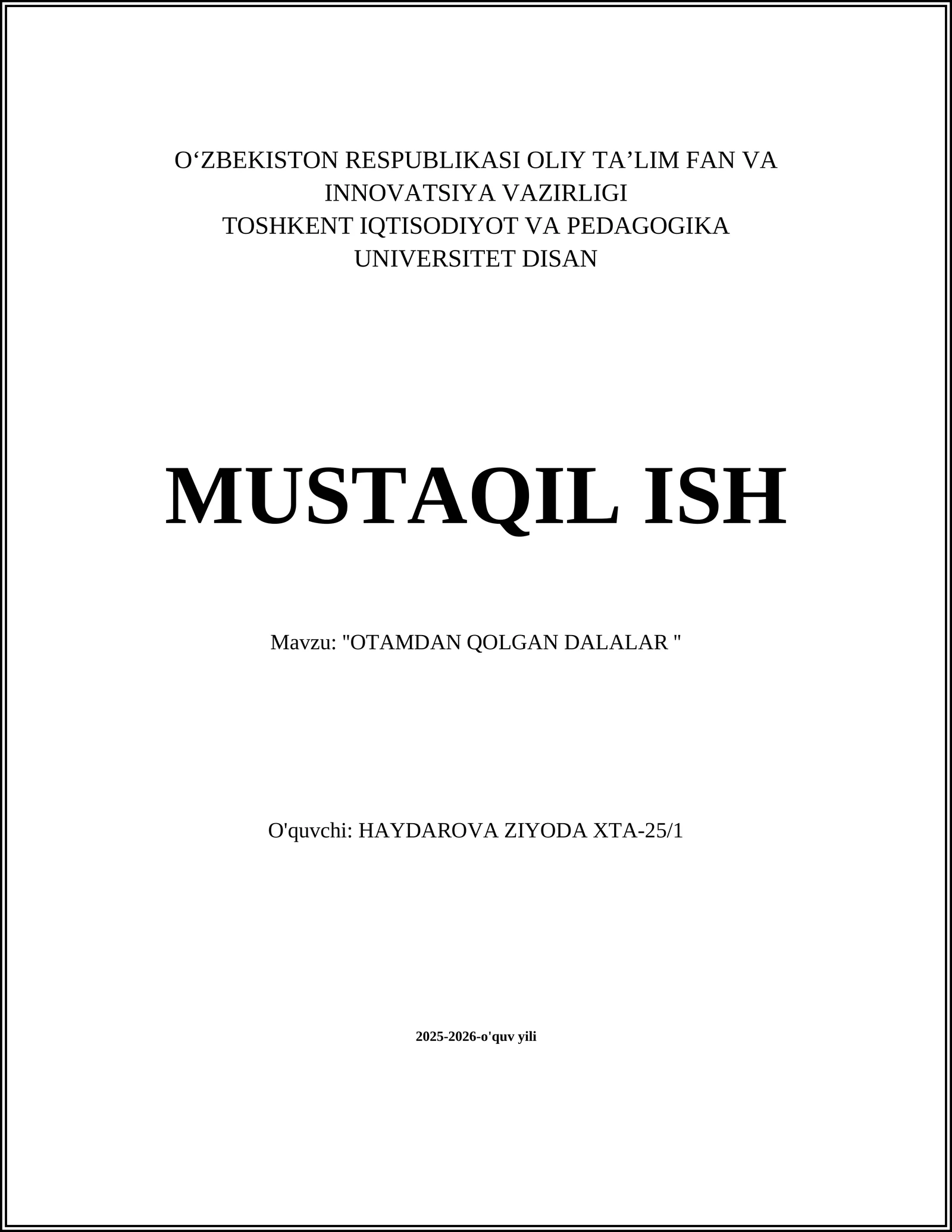 OTAMDAN QOLGAN DALALAR