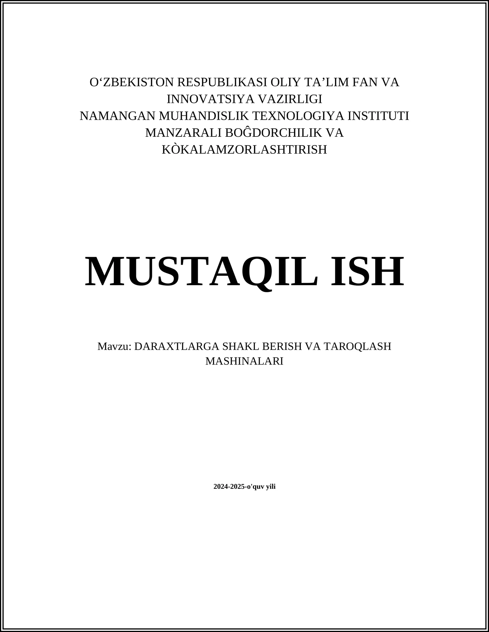 DARAXTLARGA SHAKL BERISH VA TAROQLASH MASHINALARI