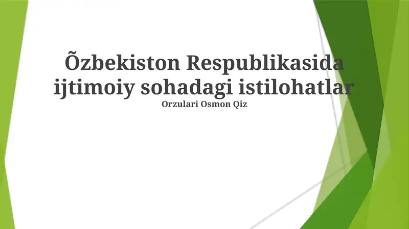 Õzbekiston Respublikasida ijtimoiy sohadagi istilohatlar