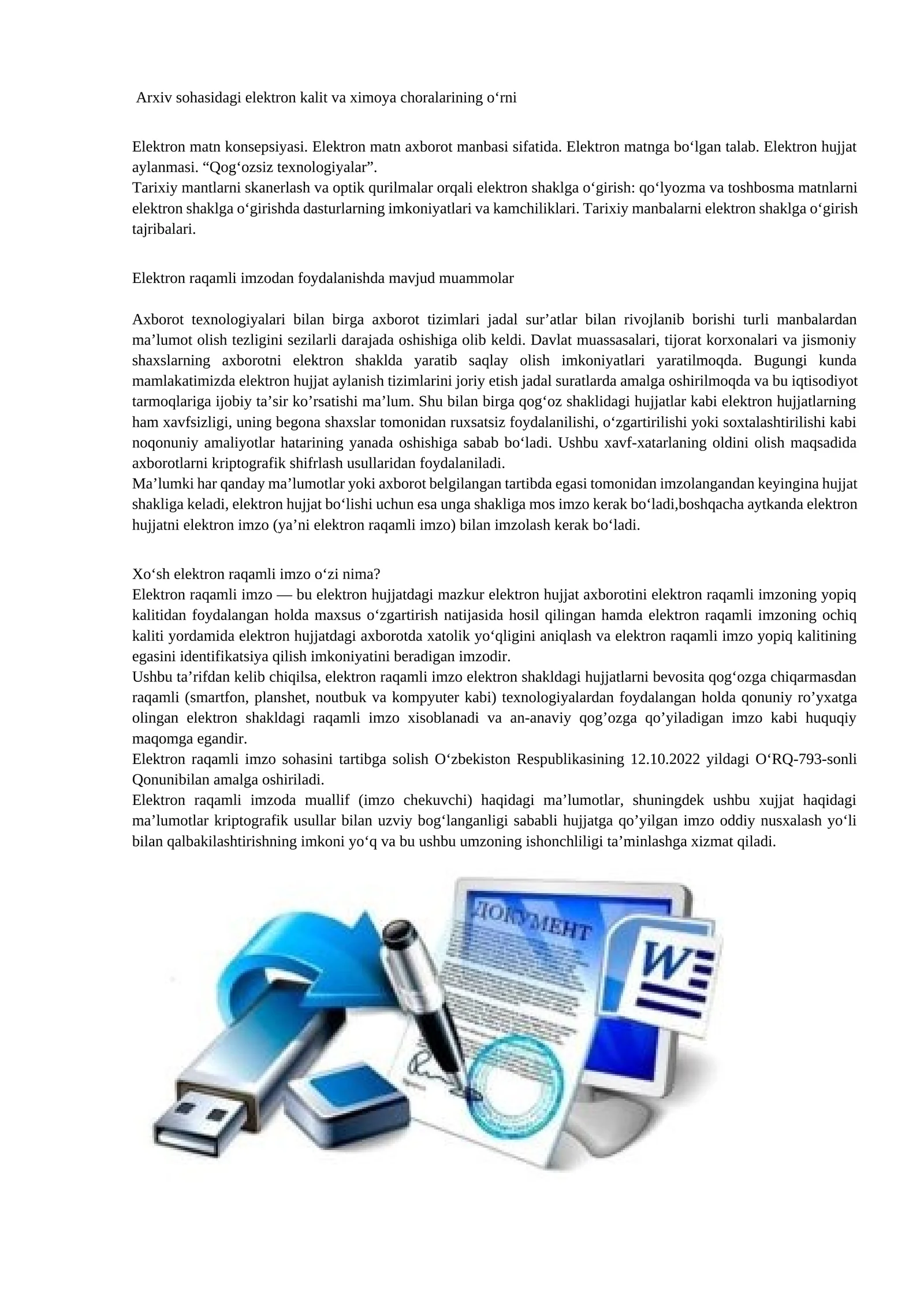 Elektron hujjatlar va arxivlar