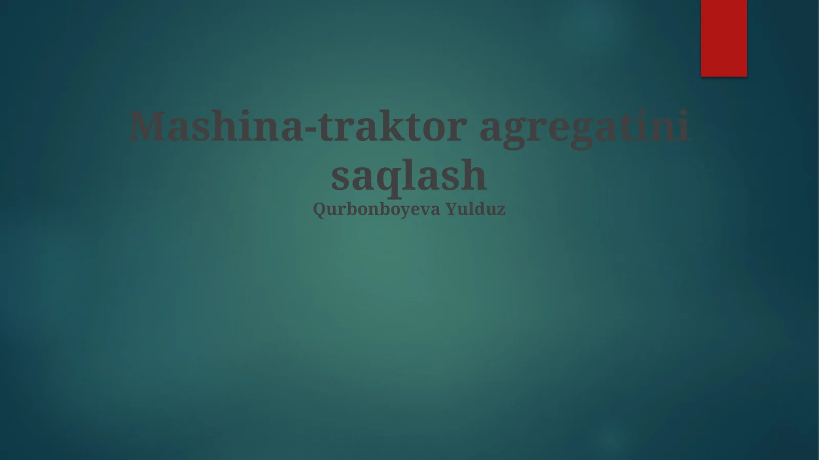 Mashina-traktor agregatini saqlash
