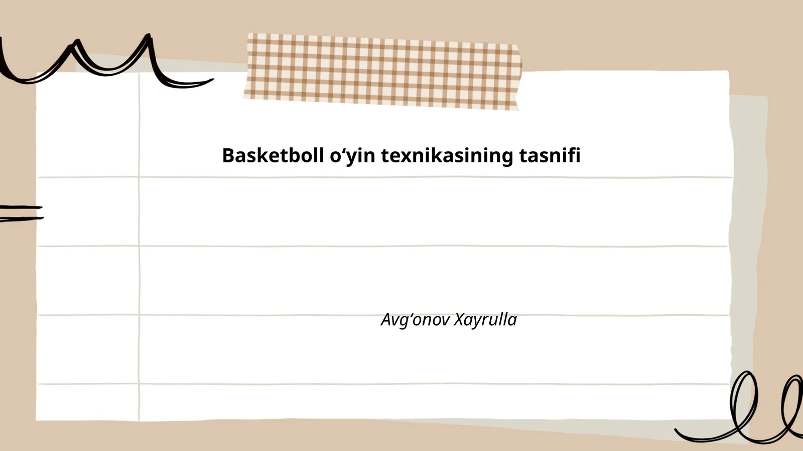 Basketboll oʻyin texnikasining tasnifi