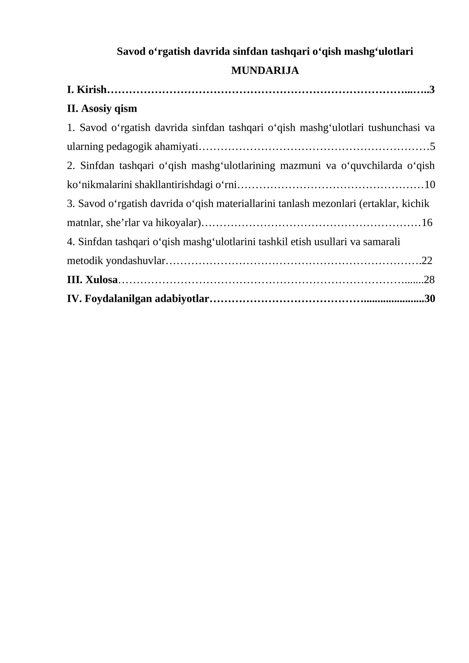 Savod o‘rgatish davrida sinfdan tashqari o‘qish mashg‘ulotlari