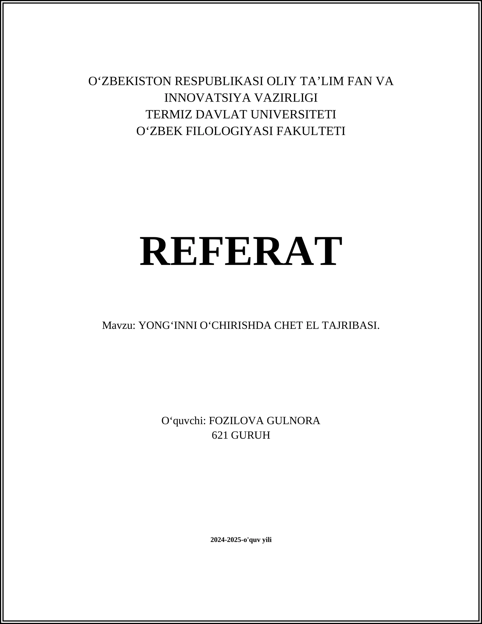 YONGʻINNI OʻCHIRISHDA CHET EL TAJRIBASI