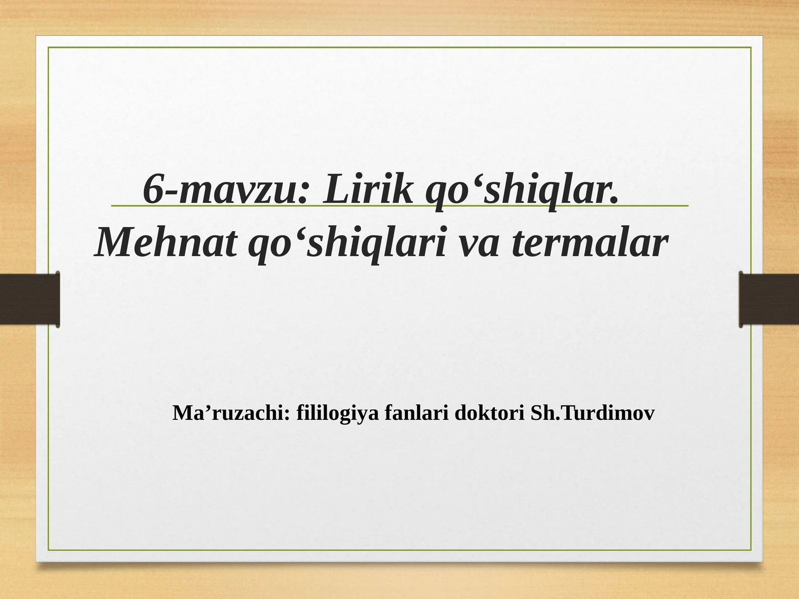 Lirik qo‘shiqlar.Mehnat qo‘shiqlari va termalar