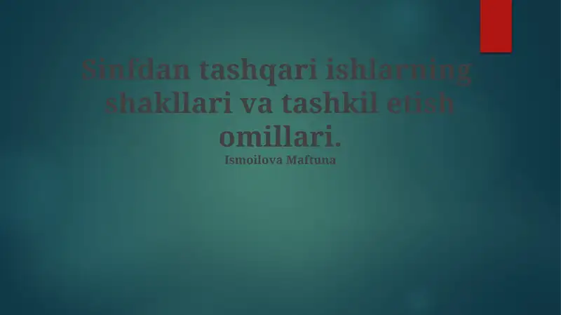 Qo'shimcha mashg'ulotlar turlari