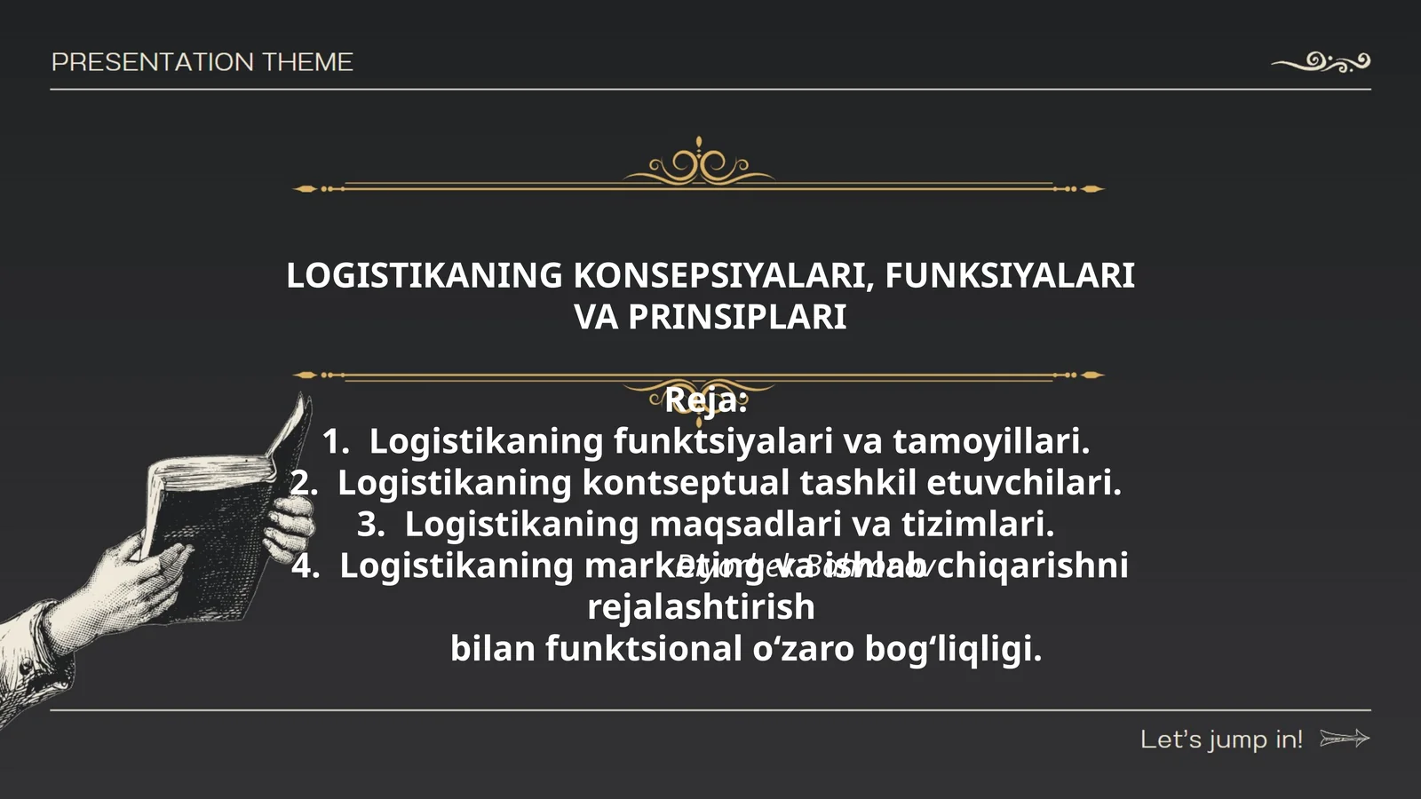 LOGISTIKANING KONSEPSIYALARI, FUNKSIYALARI VA PRINSIPLARI