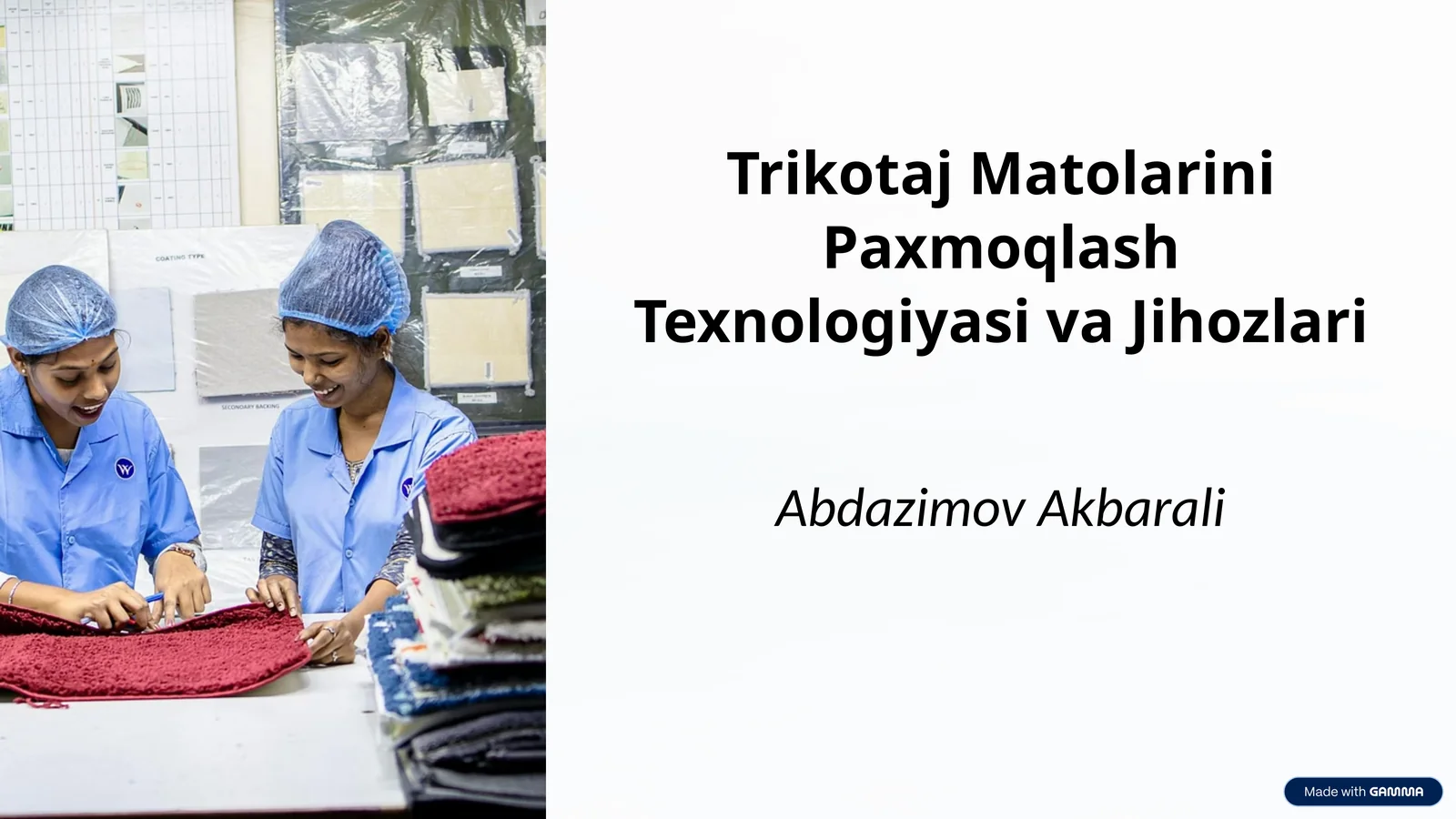 Trikotaj Matolarini Paxmoqlash Texnologiyasi va Jihozlari