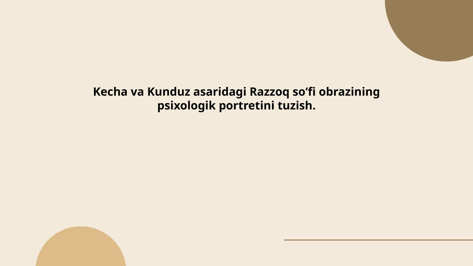 Razzoq soʻfi obrazining psixologik portretini tuzish