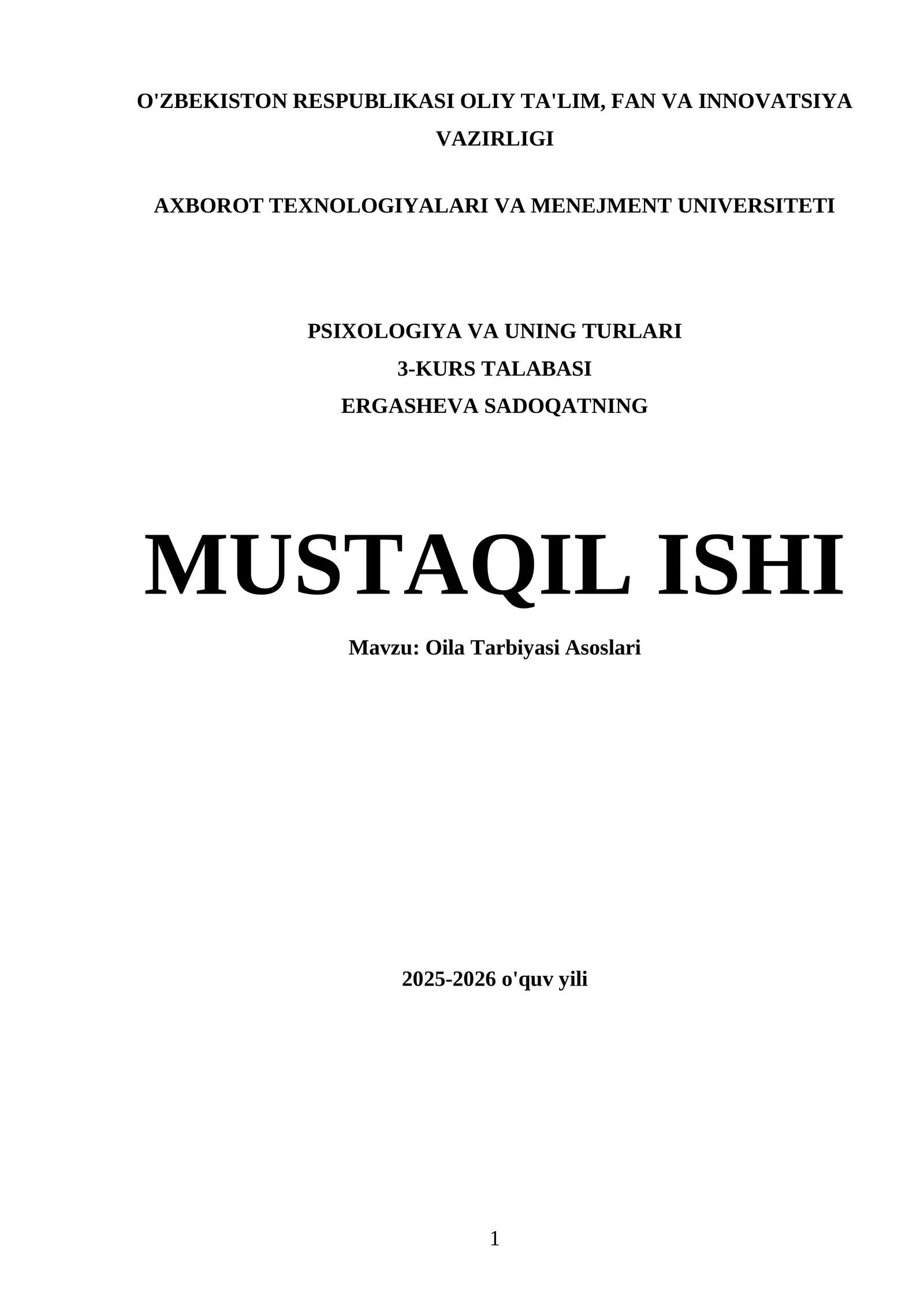 Oila Tarbiyasi Asoslari