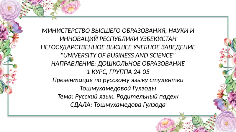 Русский язык. Родительный падеж