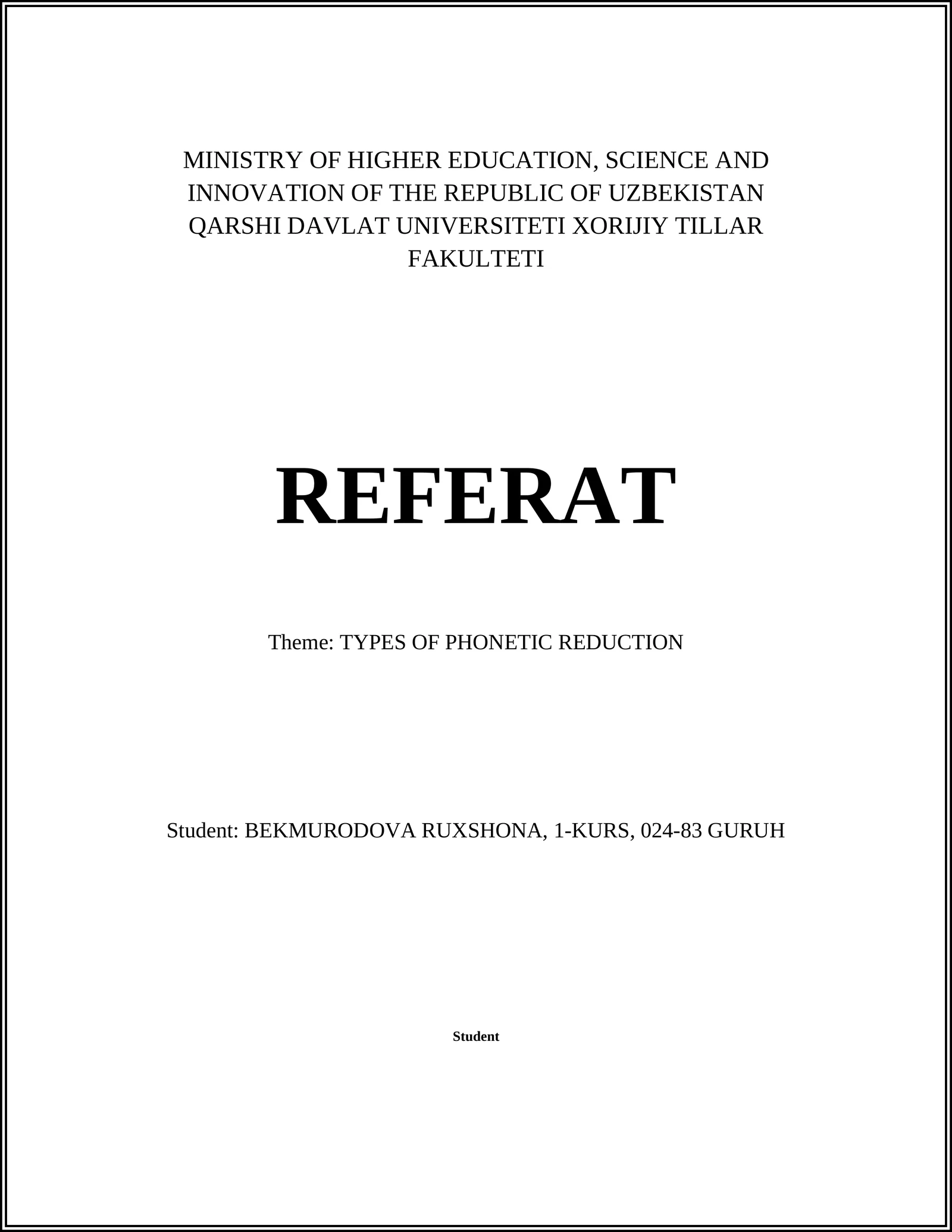 TYPES OF PHONETIC REDUCTION