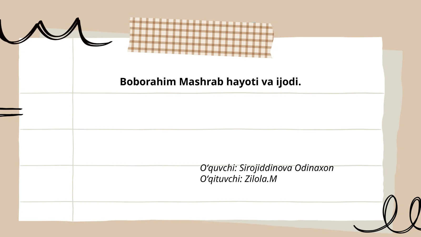 Boborahim Mashrab hayoti va ijodi