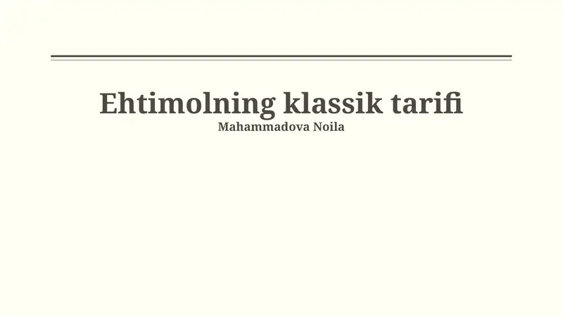 Ehtimolning klassik tarifi