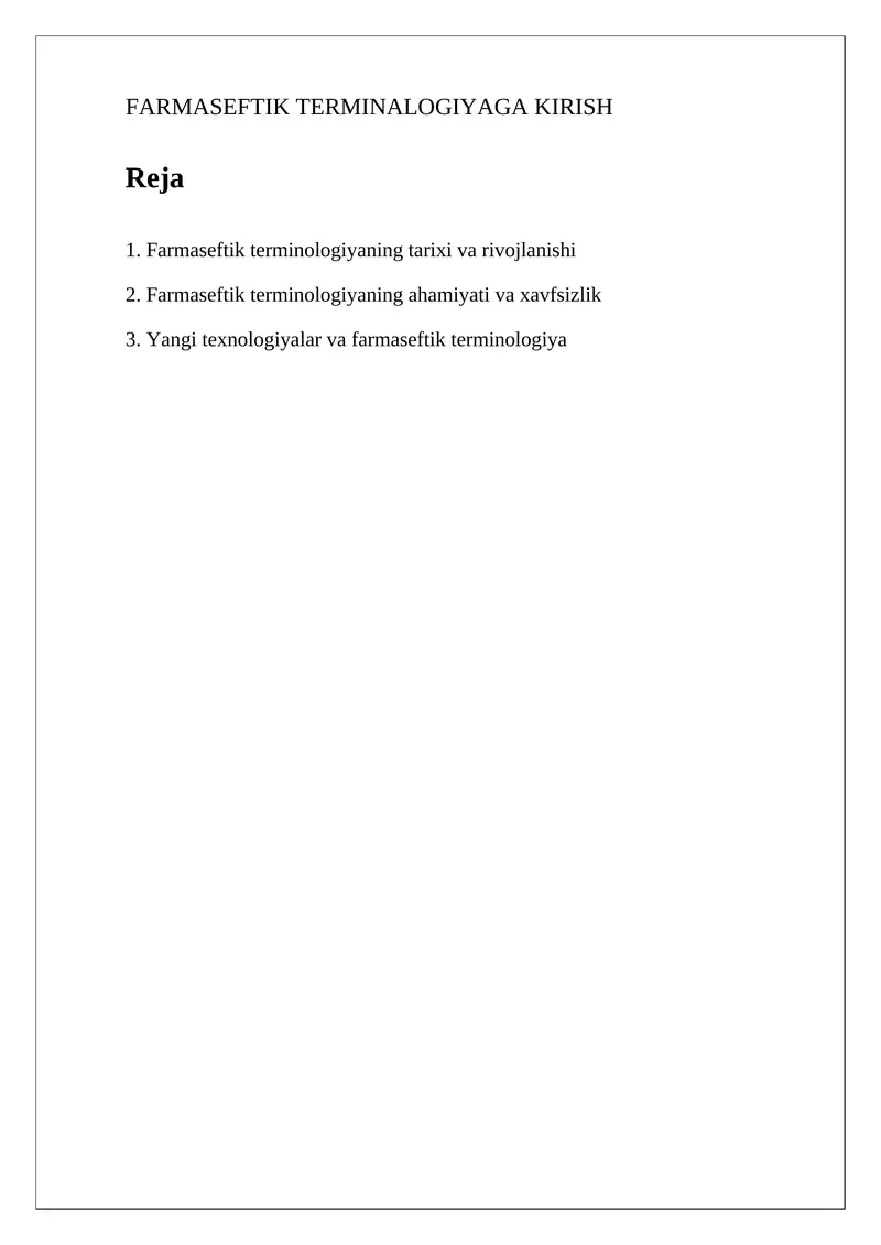 Farmaseftik Terminologiyaga Kirish