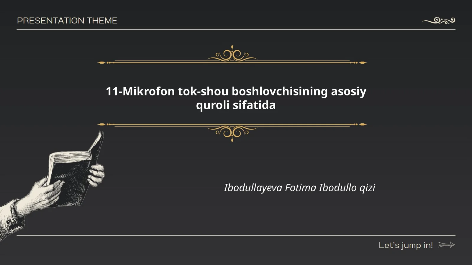 11-Mikrofon tok-shou boshlovchisining asosiy quroli sifatida