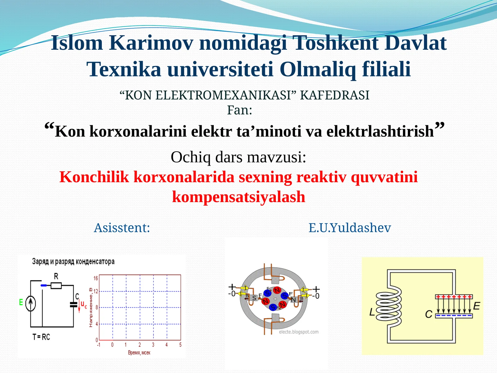 Konchilik korxonalarida sexning reaktiv quvvatini kompensatsiyalash