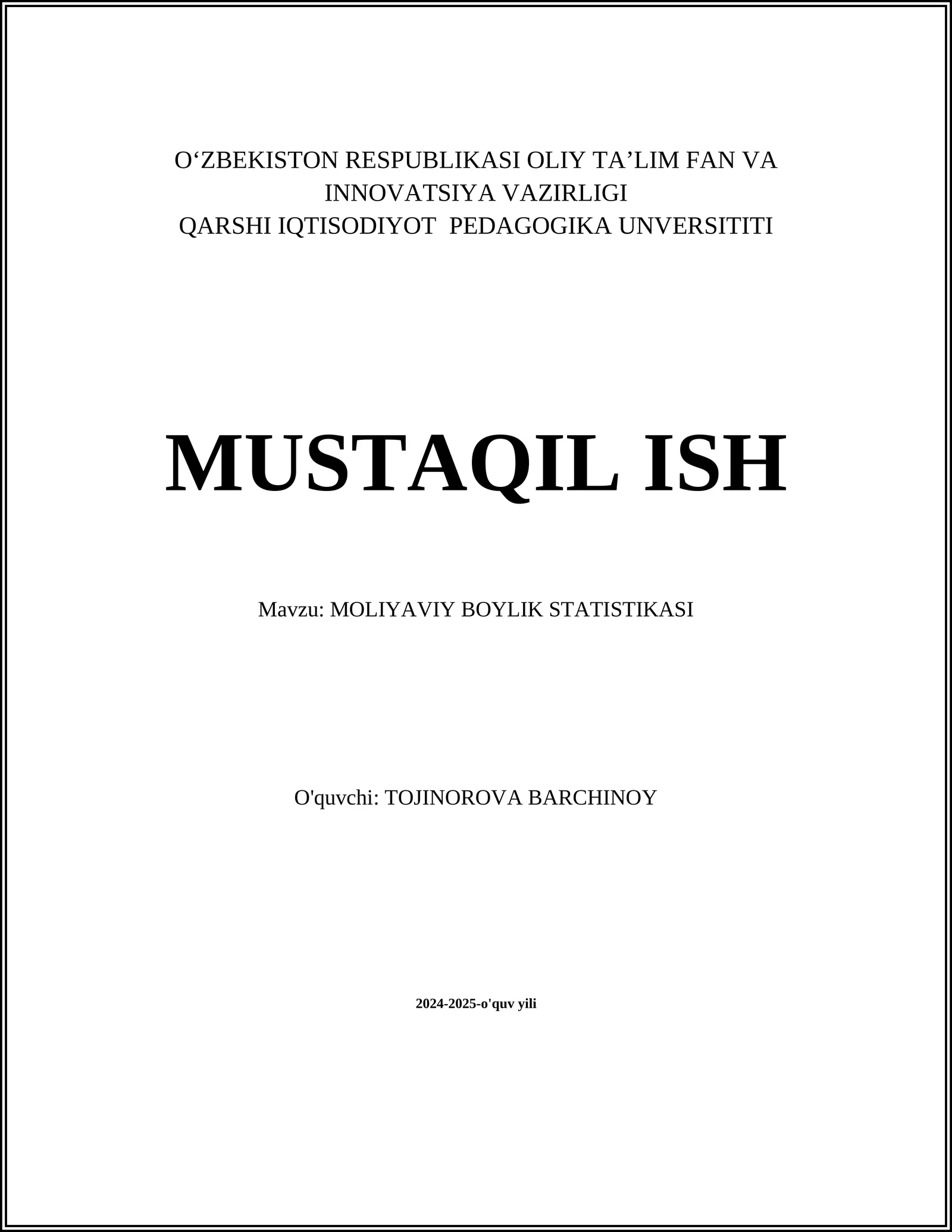 Moliyaviy boylik statistikasi