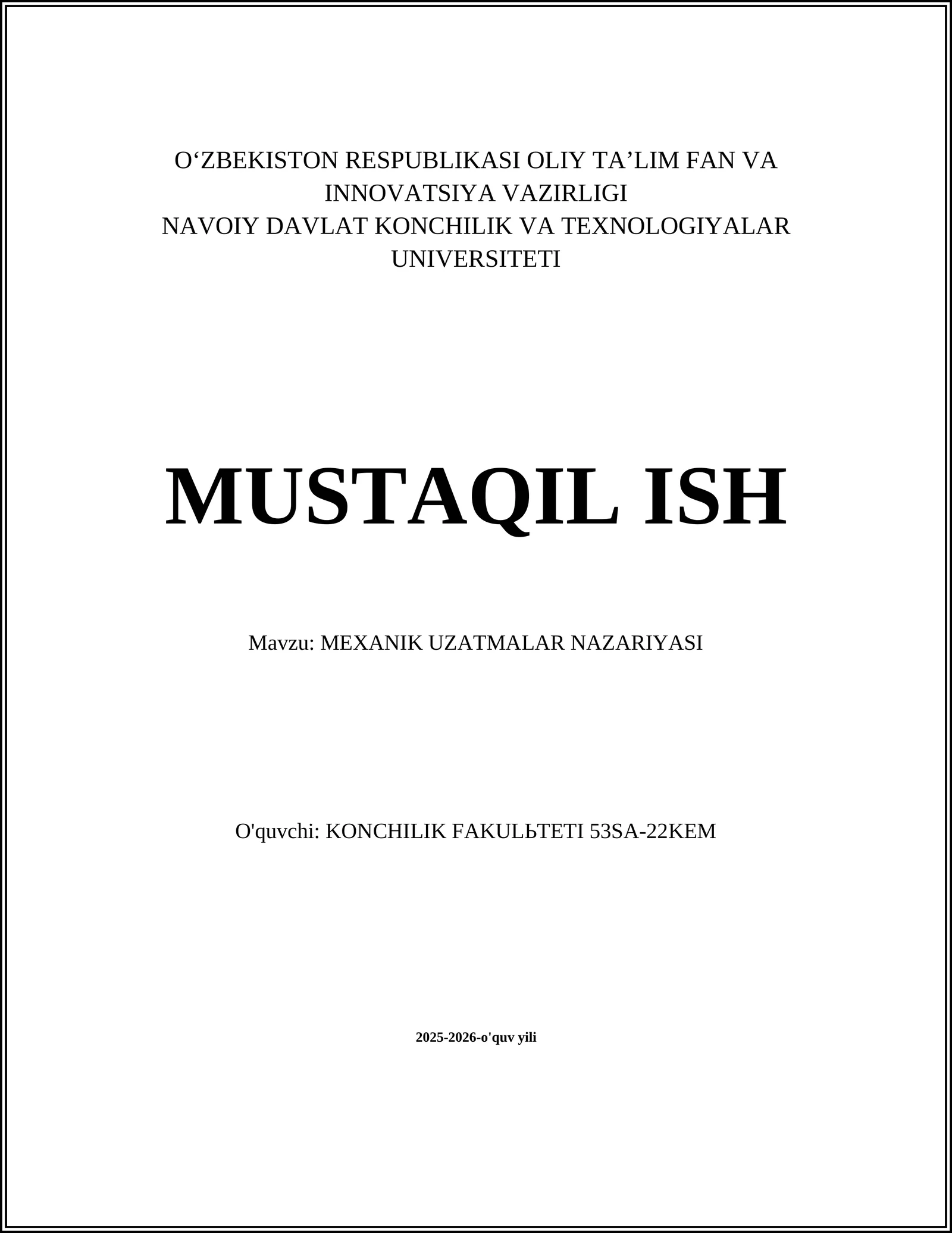 MEXANIK UZATMALAR NAZARIYASI