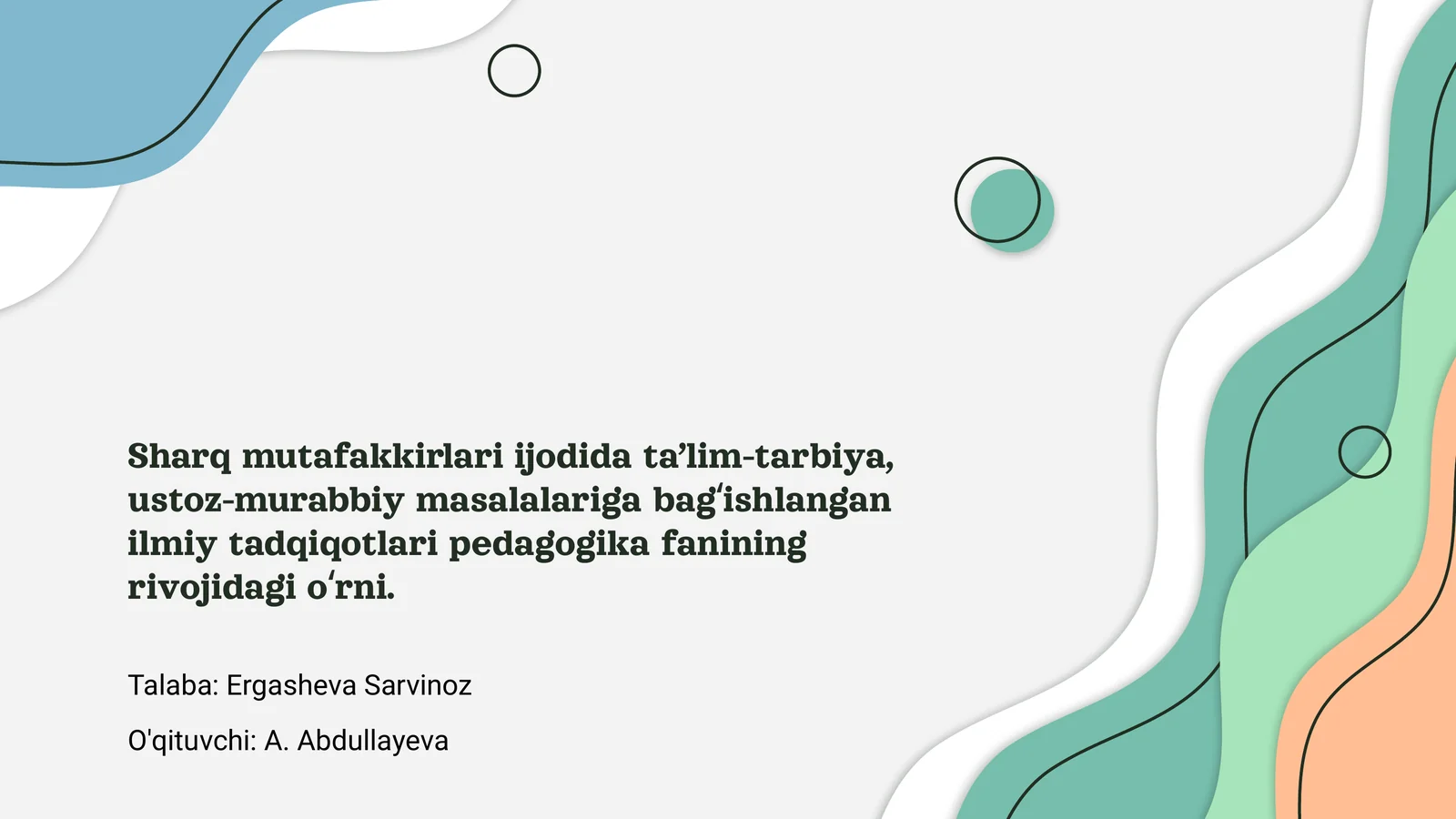 Sharq Mutafakkirlari va Tarbiya Falsafasi