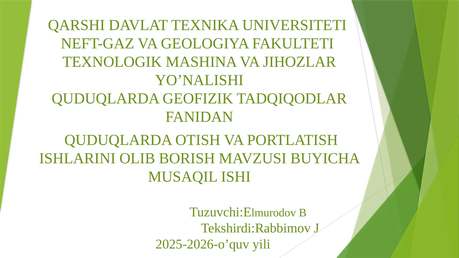 Quduqlarda Otish va Portlatish Ishlari