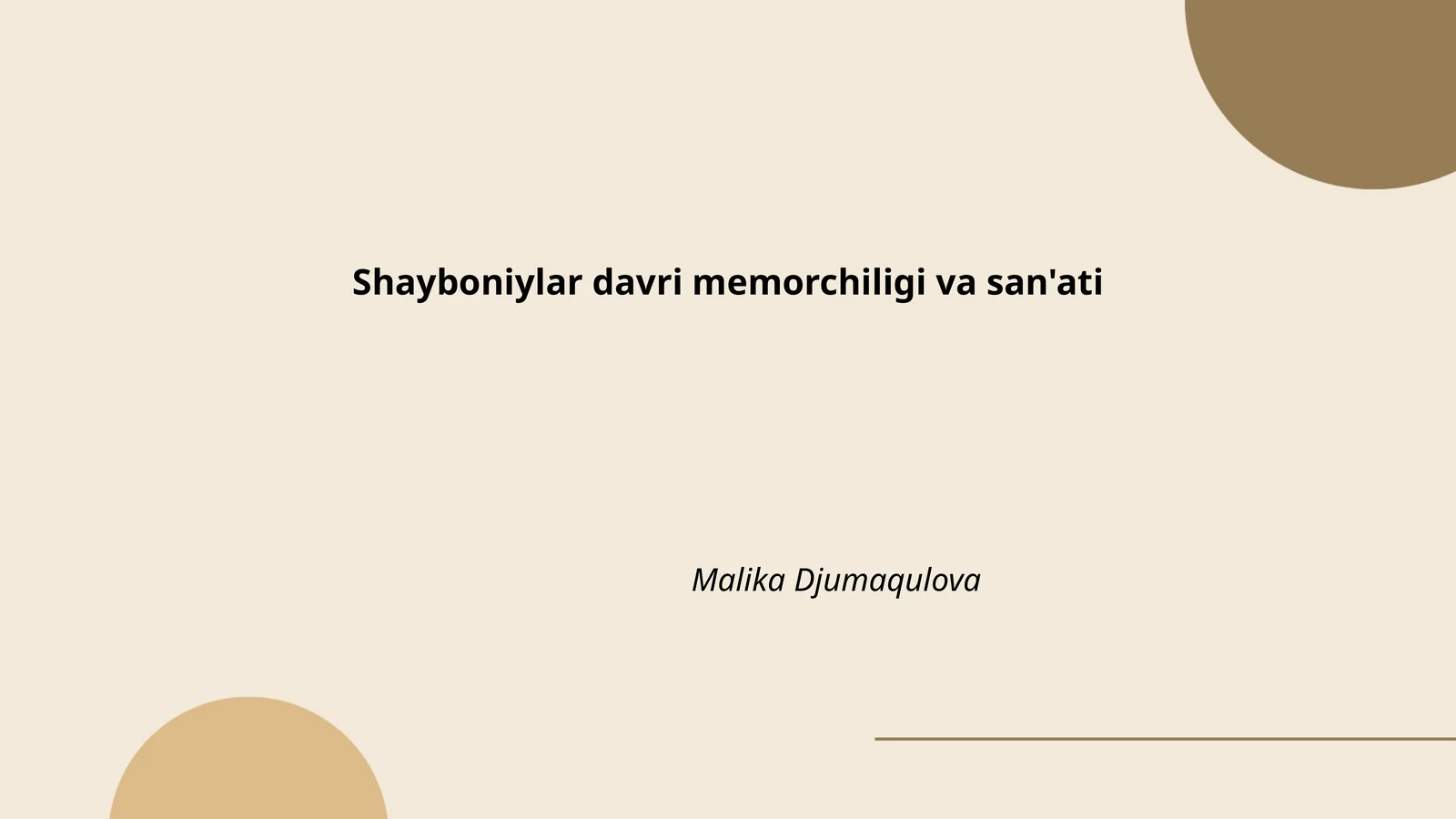 Shayboniylar davri memorchiligi va san'ati