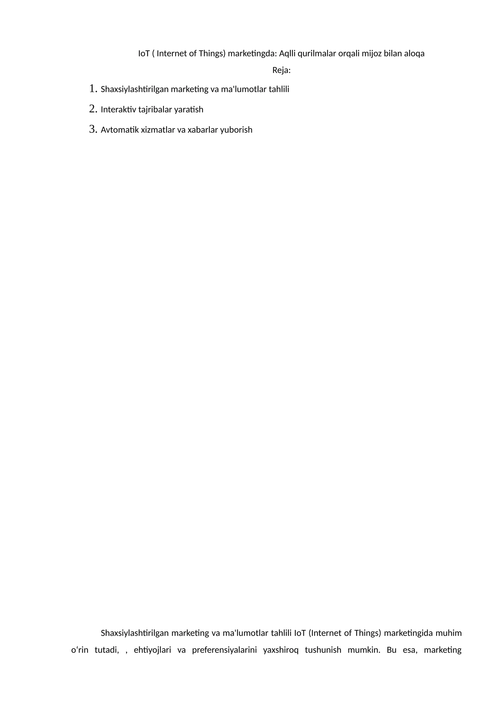 IoT (Internet of Things) marketingda: Aqlli qurilmalar orqali mijoz bilan aloqa