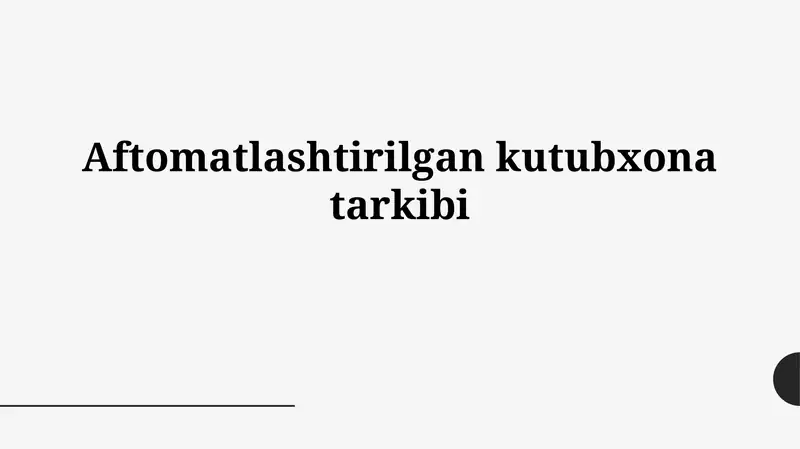 Avtomatlashtirilgan Kutubxona Inventarizatsiyasi