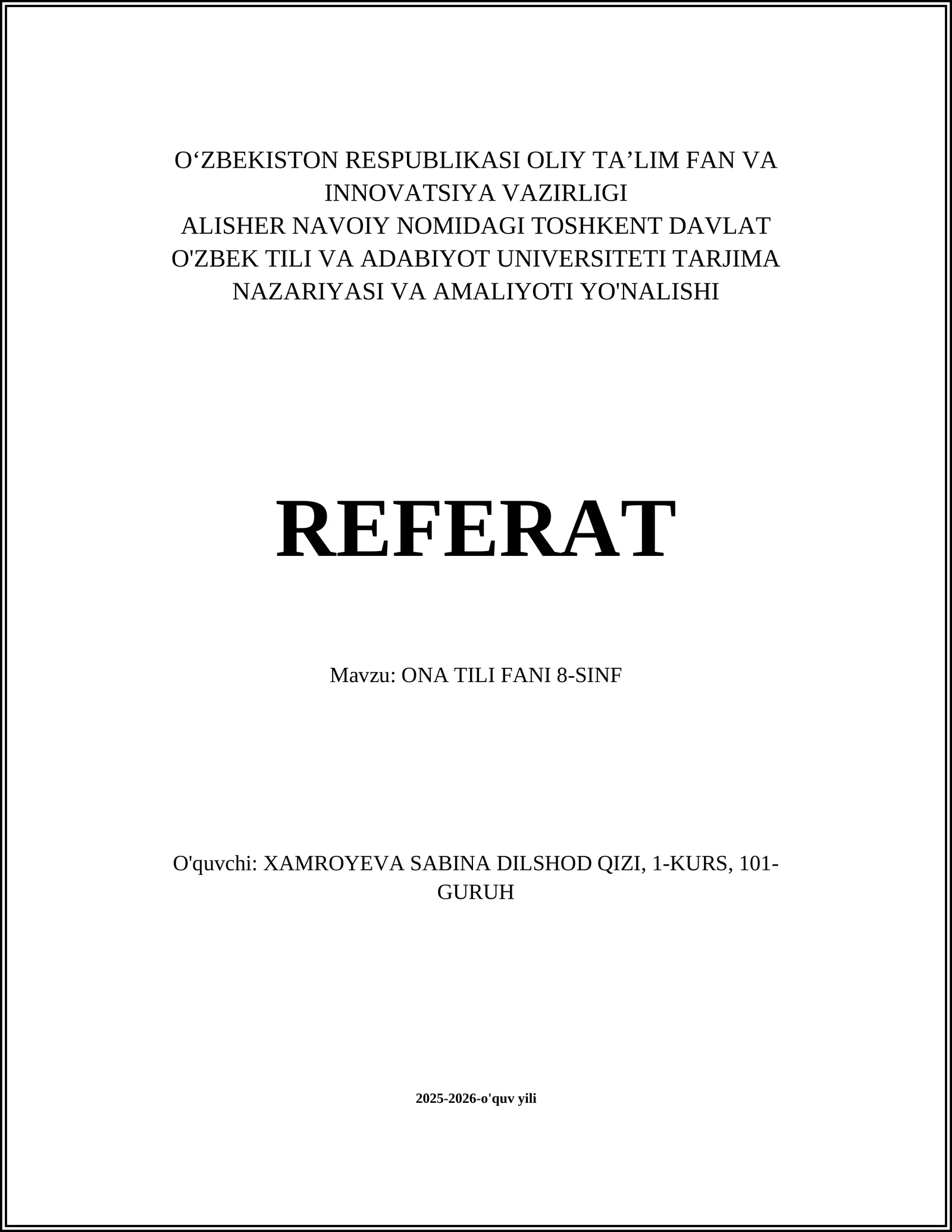 ONA TILI FANI 8-SINF