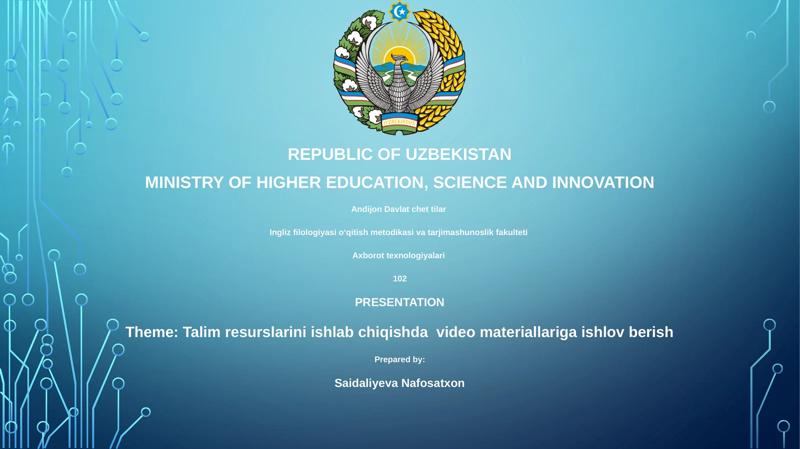 Talim resurslarini ishlab chiqishda video materiallariga ishlov berish