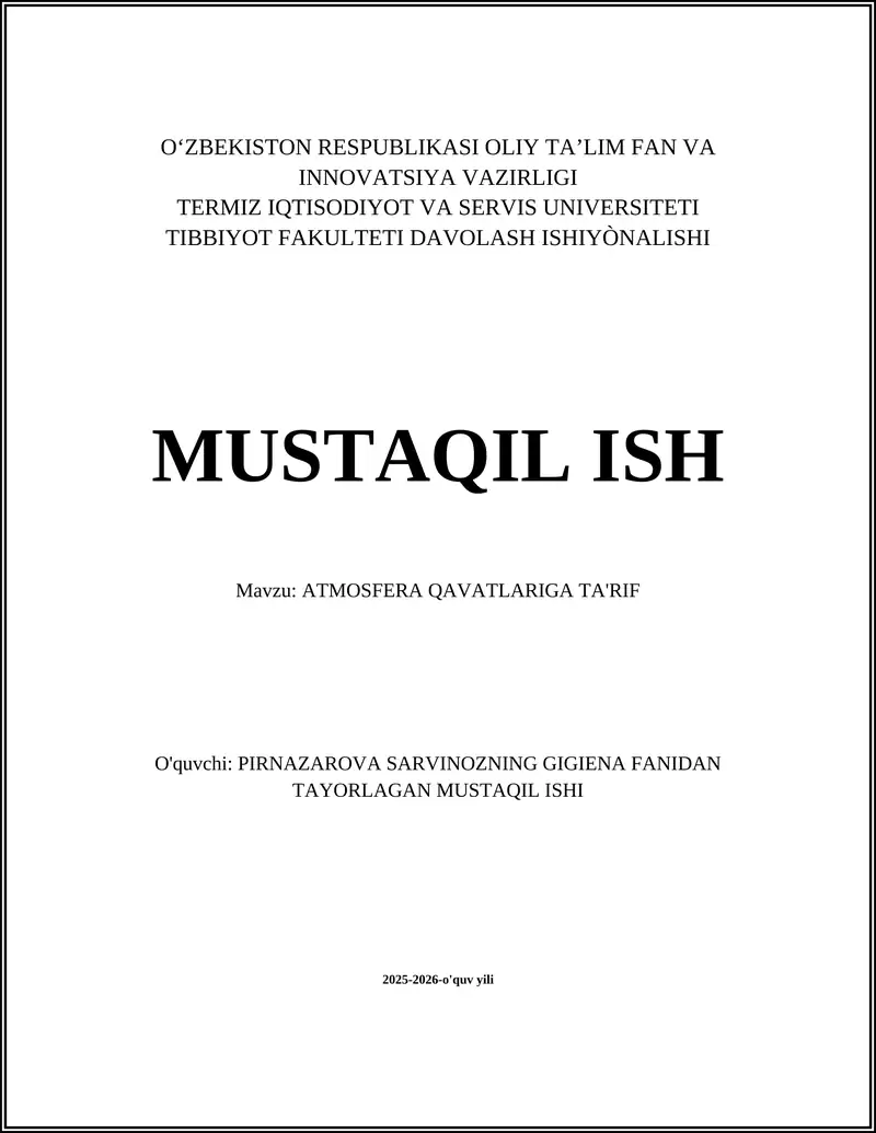 ATMOSFERA QAVATLARIGA TA'RIF