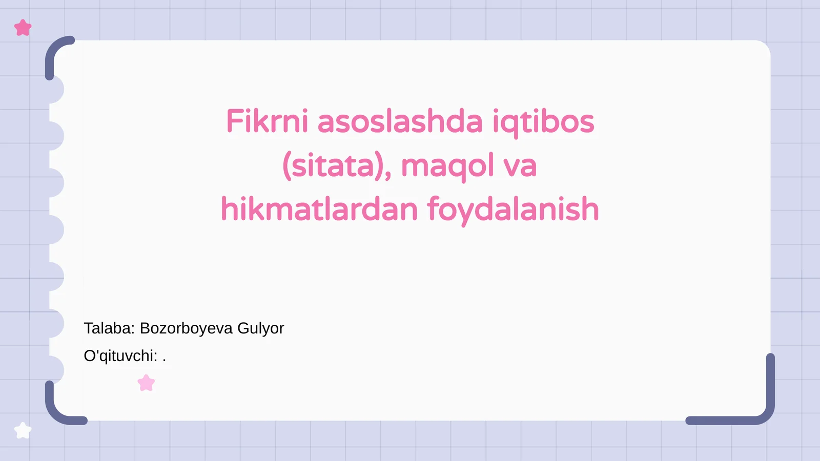 Fikrni asoslashda iqtibos (sitata), maqol va hikmatlardan foydalanish
