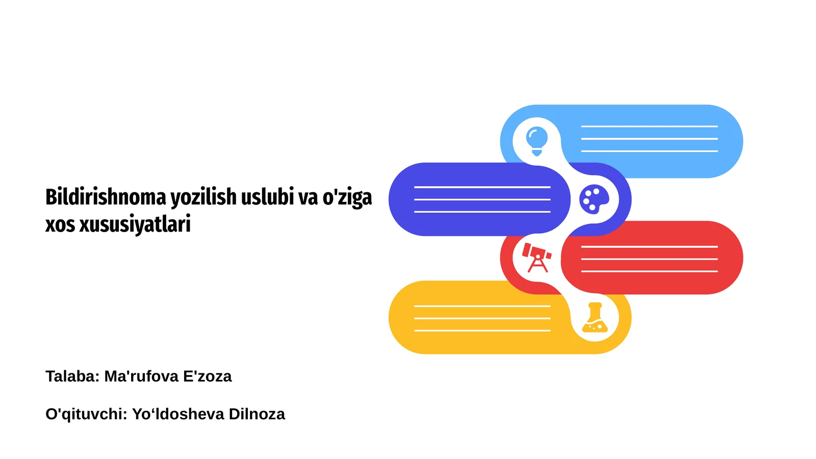 Bildirishnoma yozilish uslubi va o'ziga xos xususiyatlari