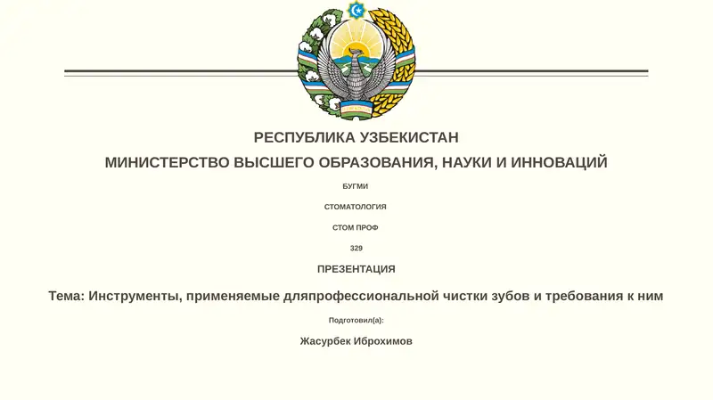 Презентация "Инструменты для профессиональной чистки зубов"