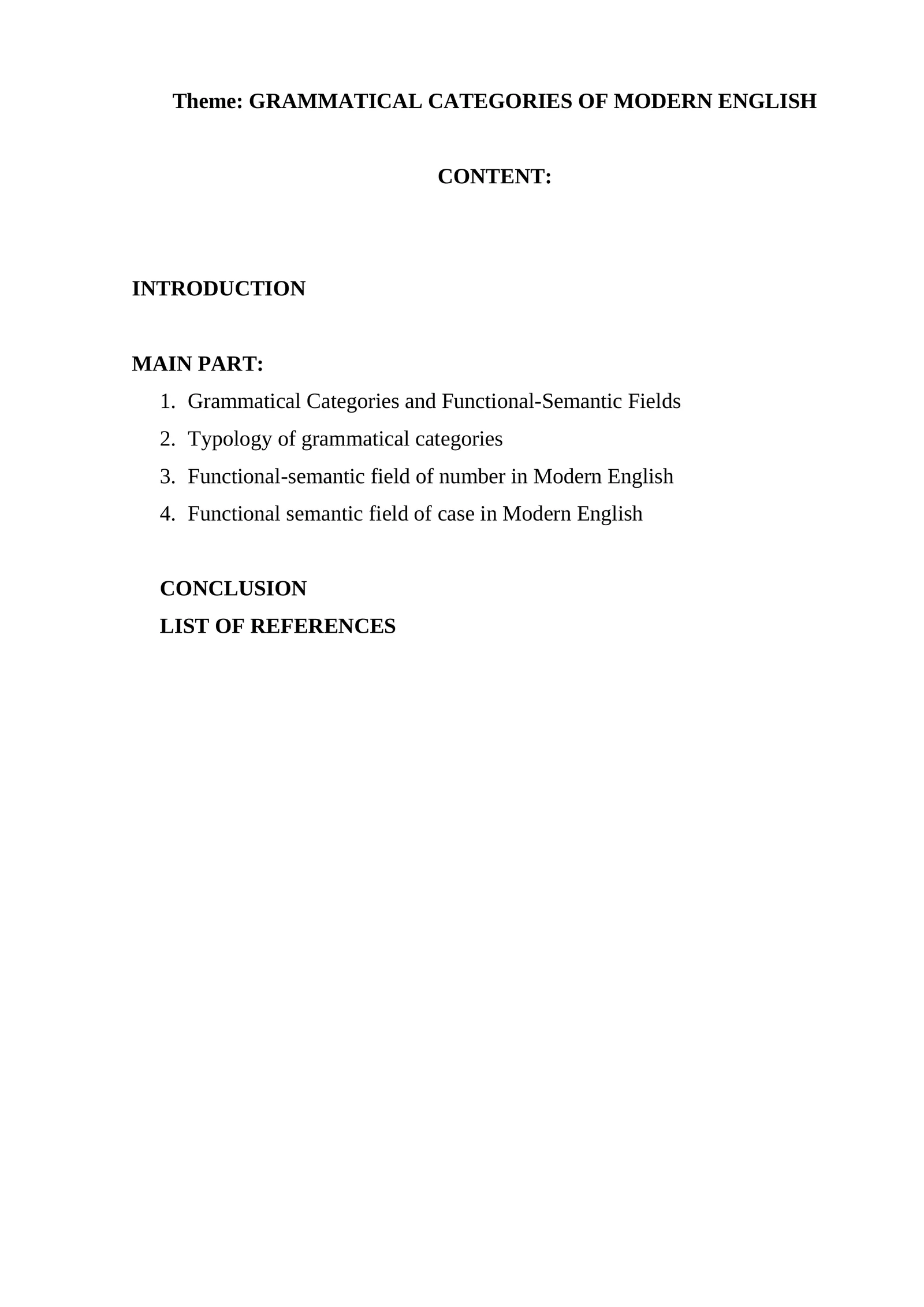 GRAMMATICAL CATEGORIES OF MODERN ENGLISH