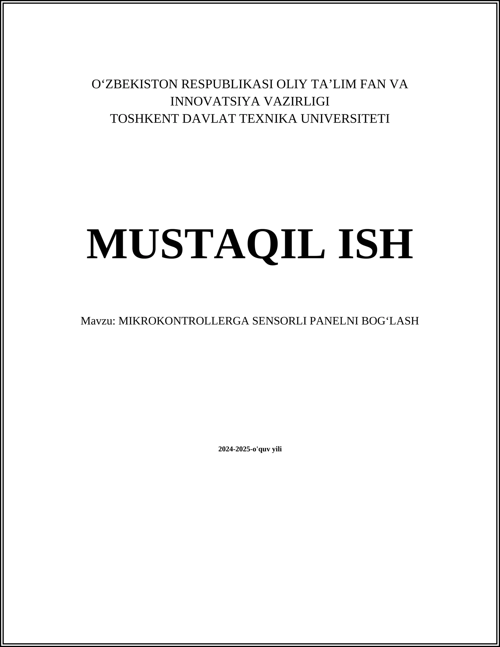 MIKROKONTROLLERGA SENSORLI PANELNI BOGʻLASH