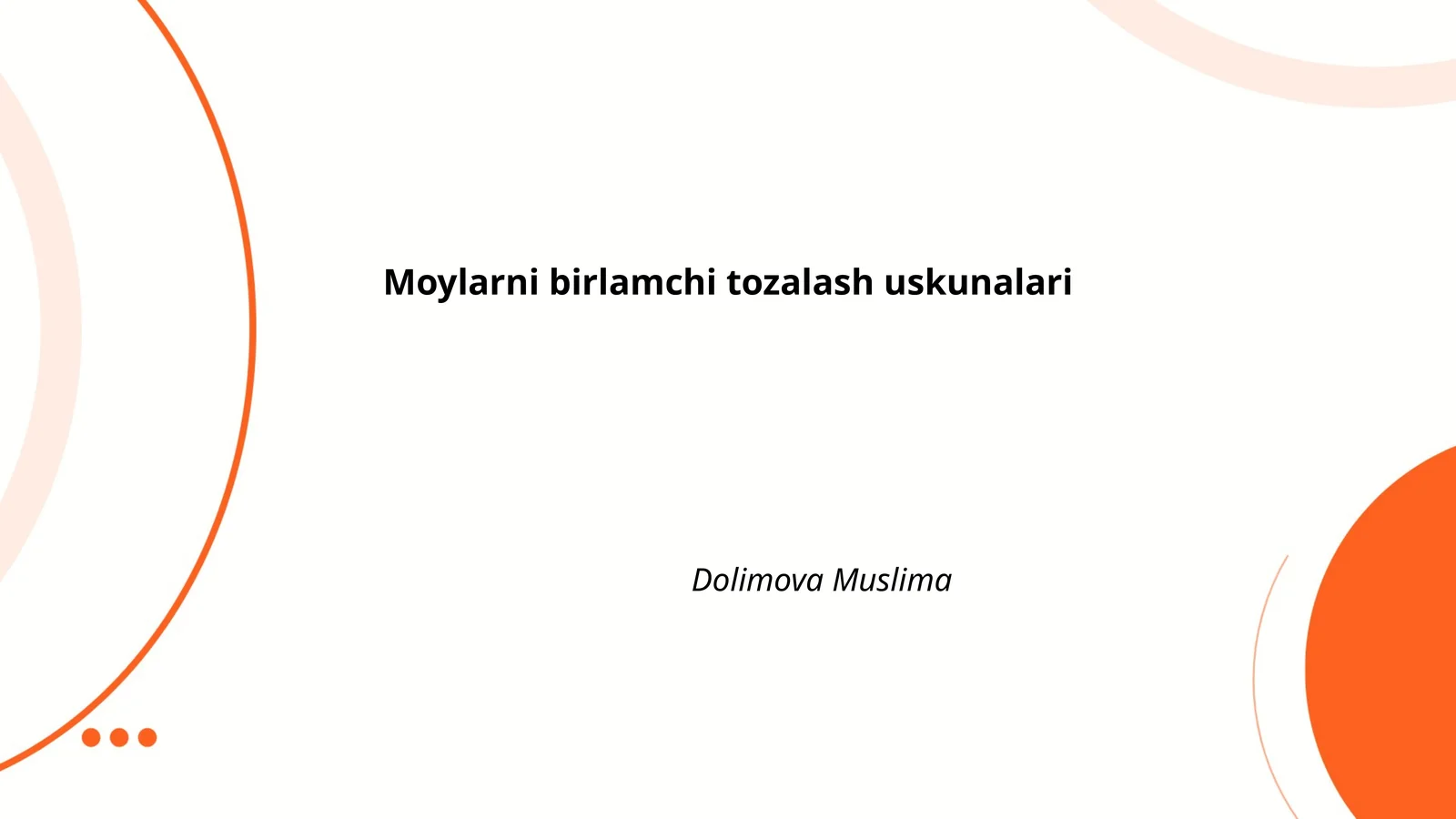 Birlamchi moy tozalash uskunalari