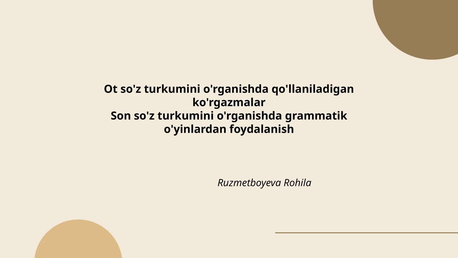 Ot so'z turkumini o'rganishda qo'llaniladigan ko'rgazmalar