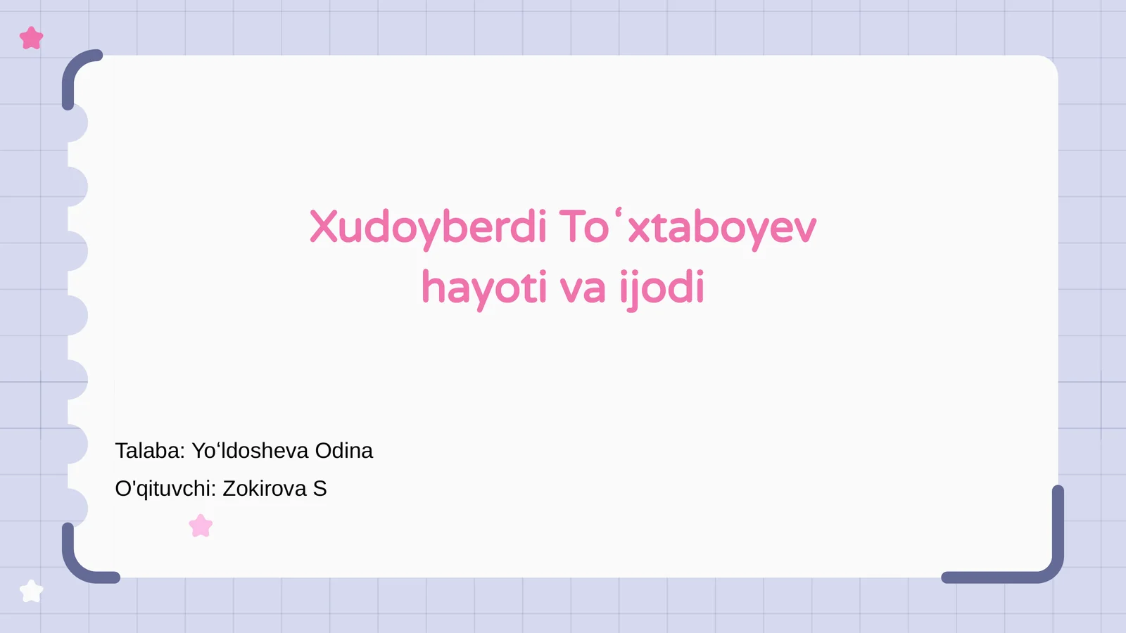 Xudoyberdi Toʻxtaboyev hayoti va ijodi