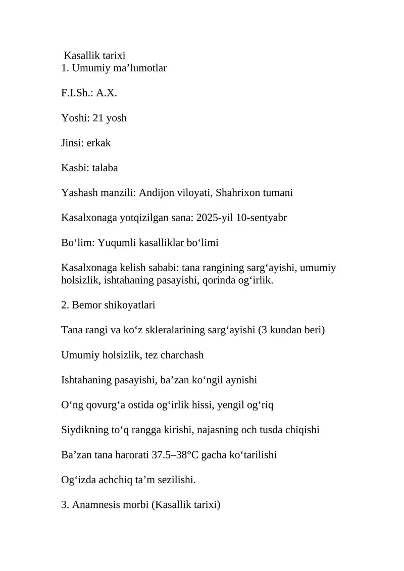 Gepatit A kasallik tarixi