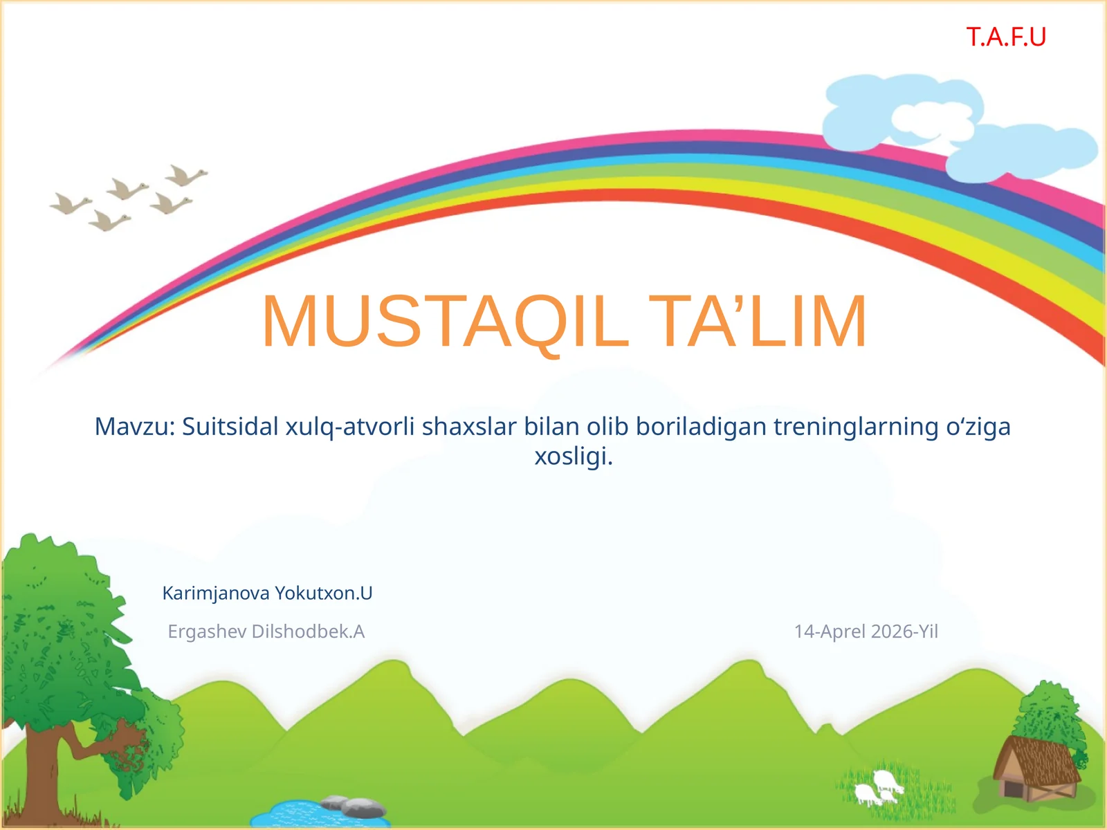 Suitsidal xulq-atvorli shaxslar bilan olib boriladigan treninglarning oʻziga xosligi