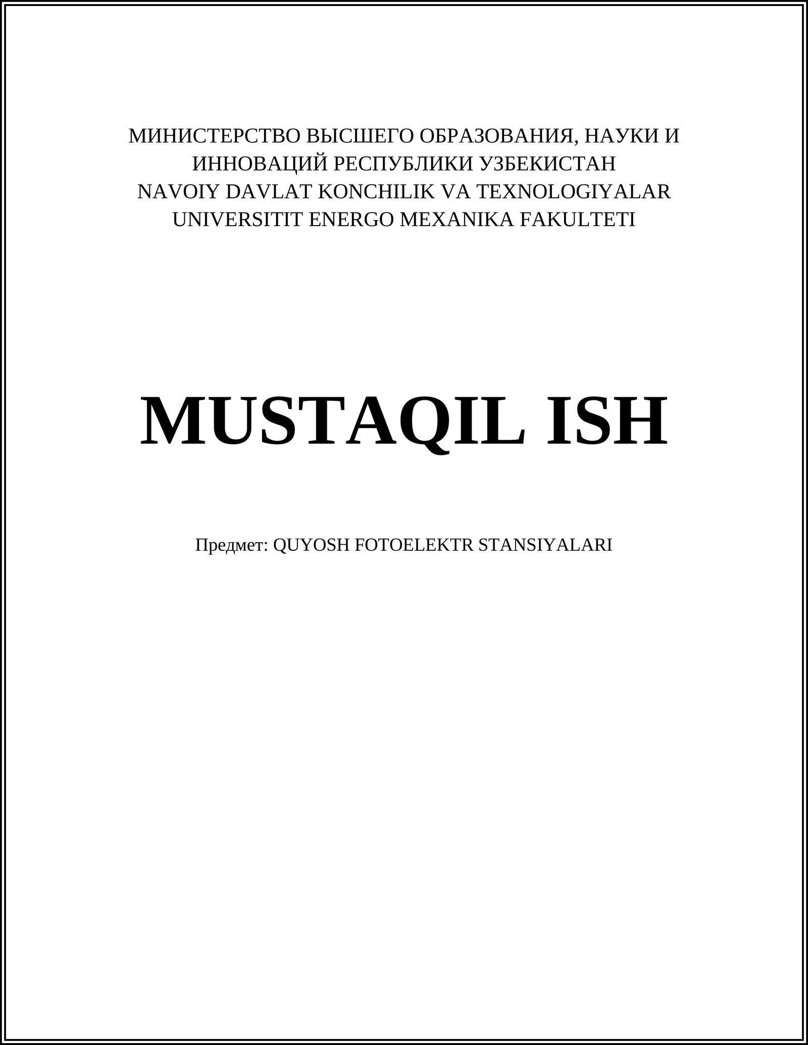 QUYOSH FOTOELEKTR STANSIYALARI