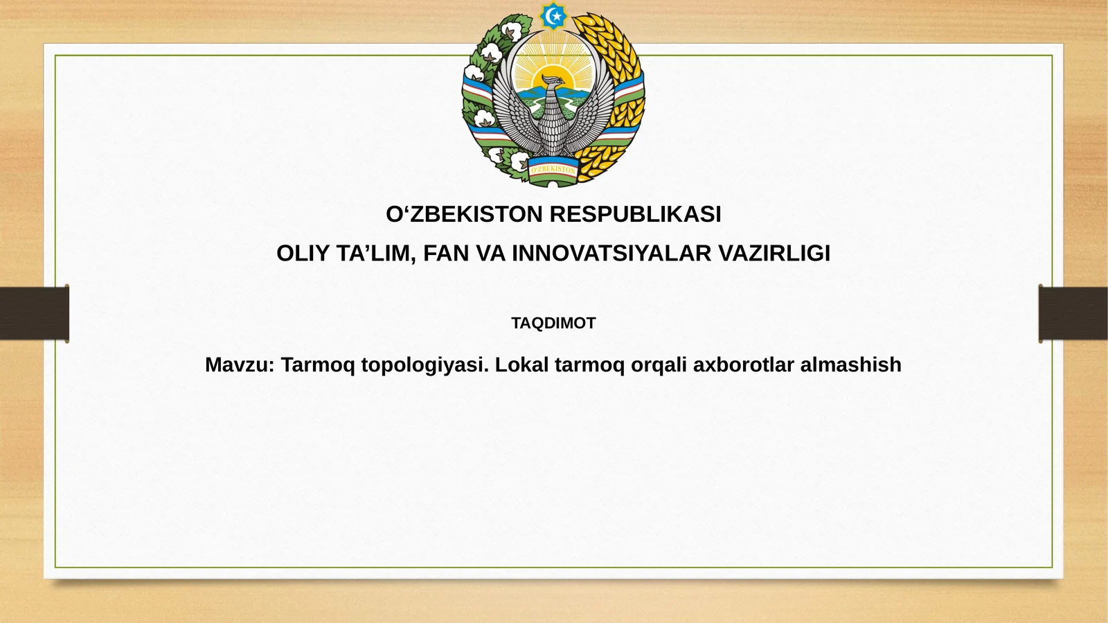 Tarmoq topologiyasi. Lokal tarmoq orqali axborotlar almashish