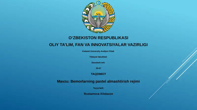 Bemorlarning pastel almashtirish rejimi