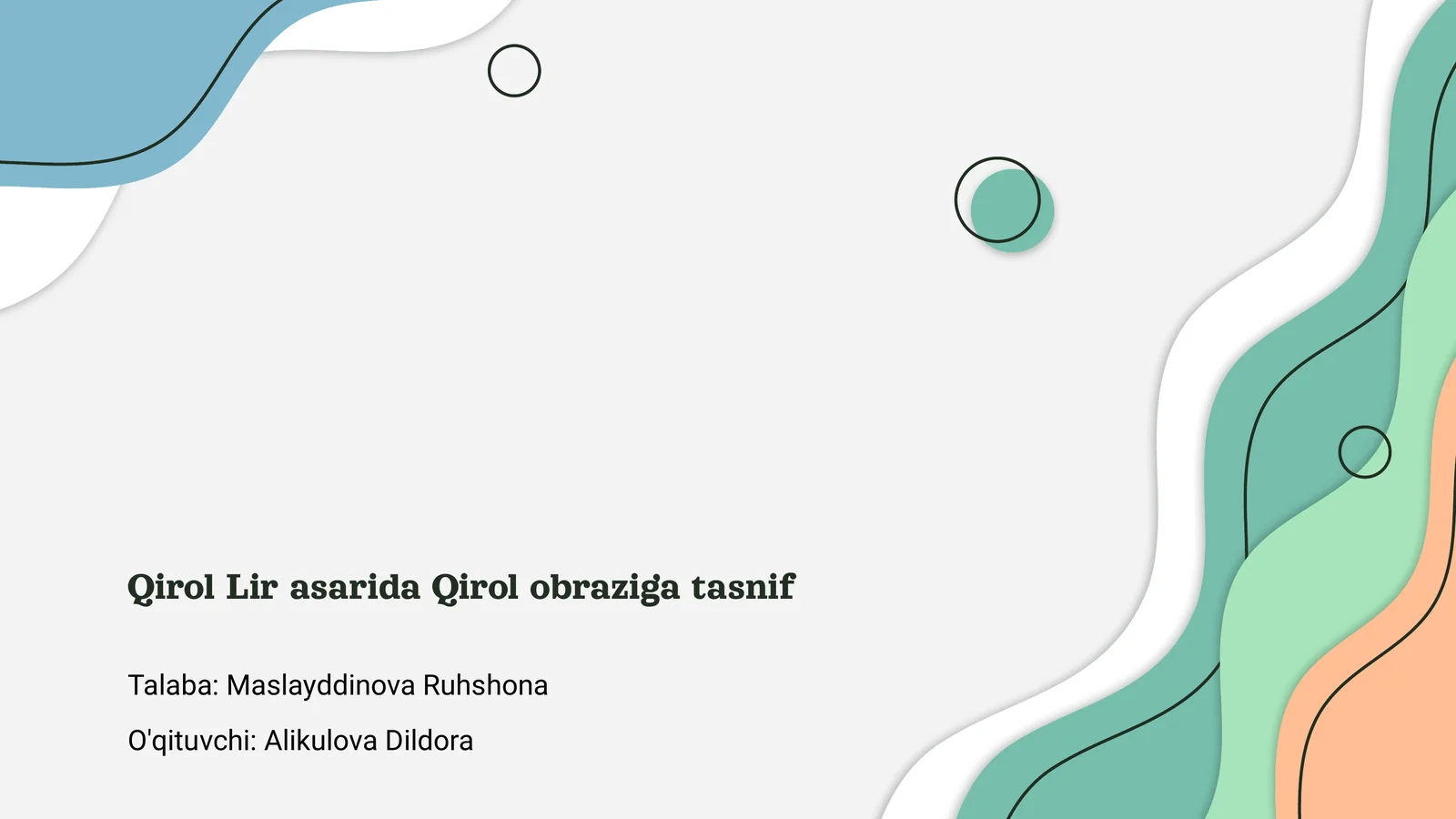 Qirol Lir asarida Qirol obraziga tasnif