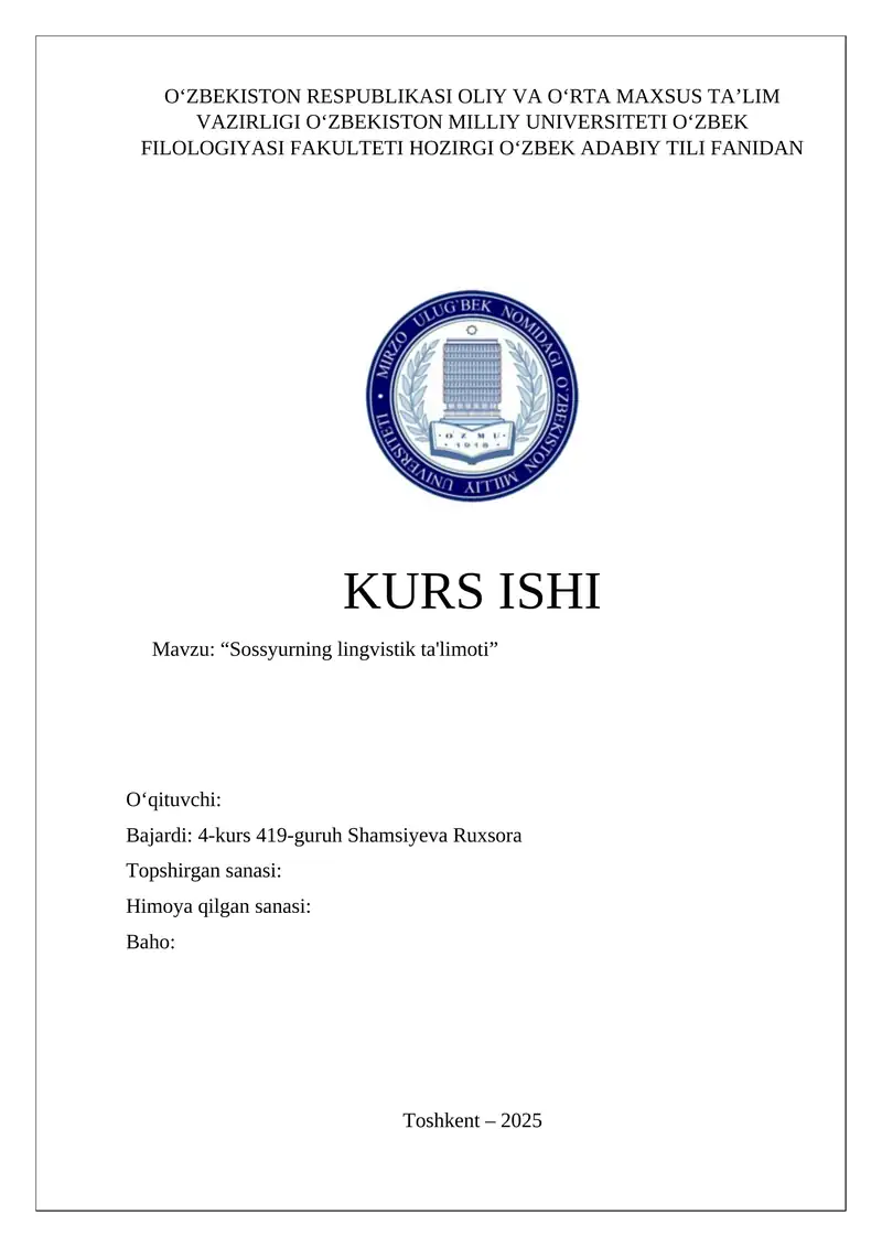 Sossyurning lingvistik ta'limoti